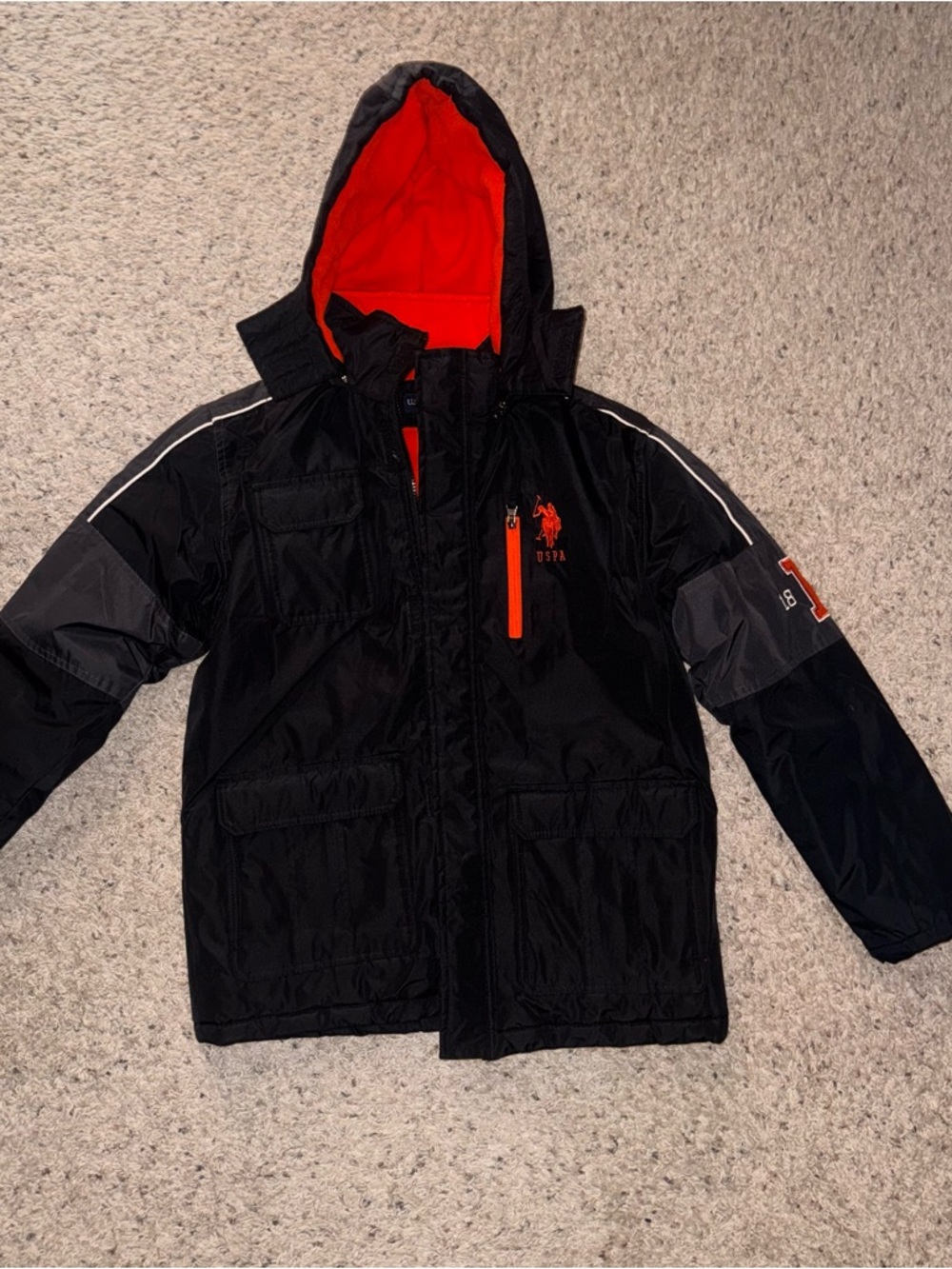 U.S. Polo Assn. Red Fleece Jacket with Navy Label